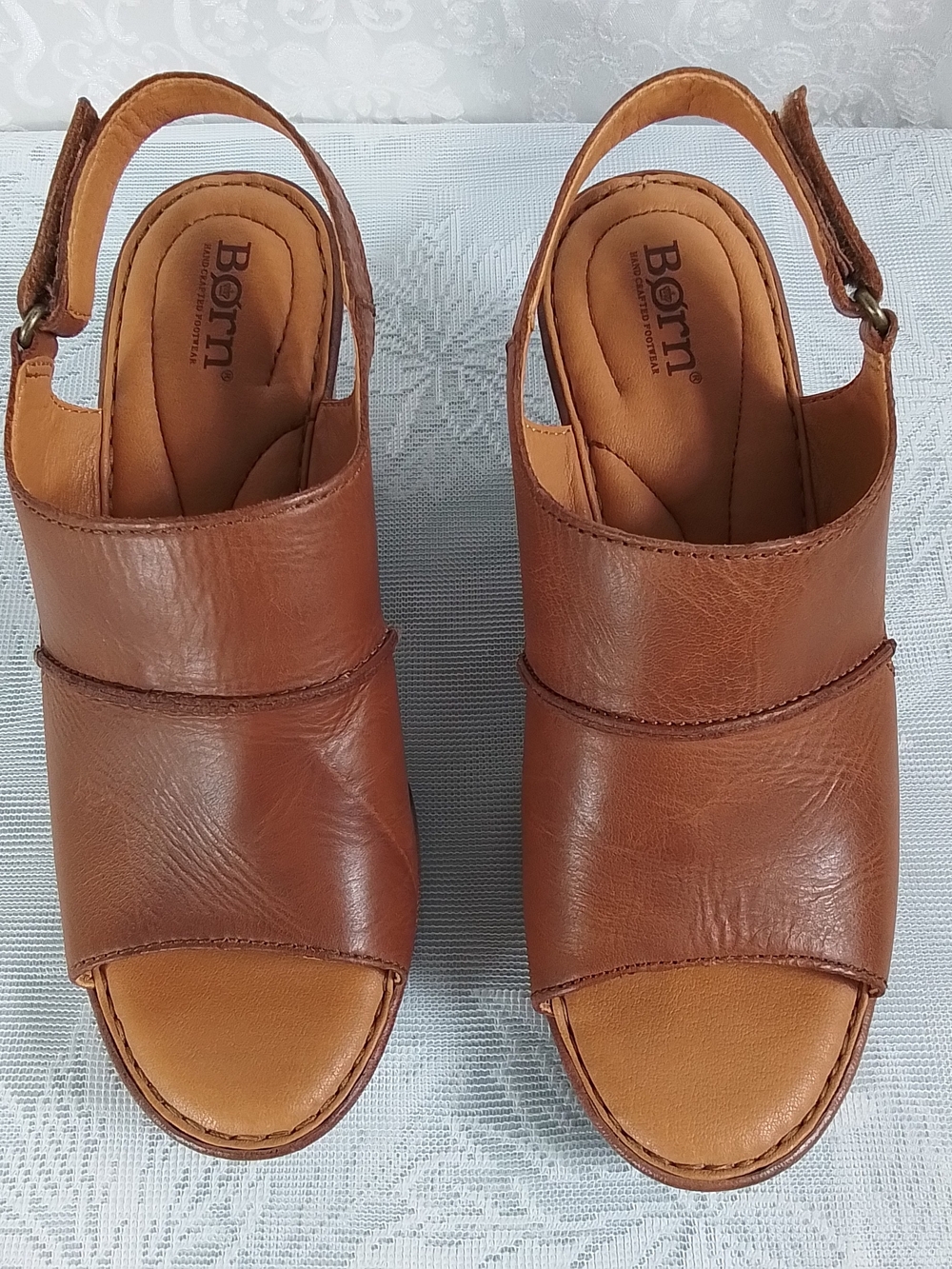 Born light brown leather slingback heeled sandals - Picture 2 of 13